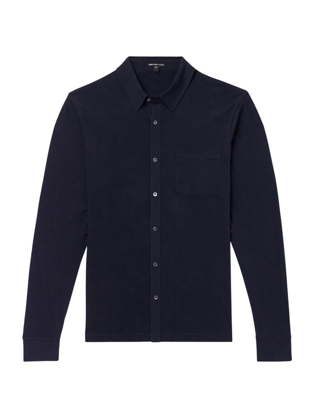 Photo: James Perse - Clean Finish Slim-Fit Cotton-Jersey Shirt - Blue