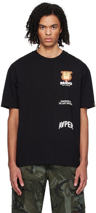 Photo: AAPE by A Bathing Ape Black Printed T-Shirt