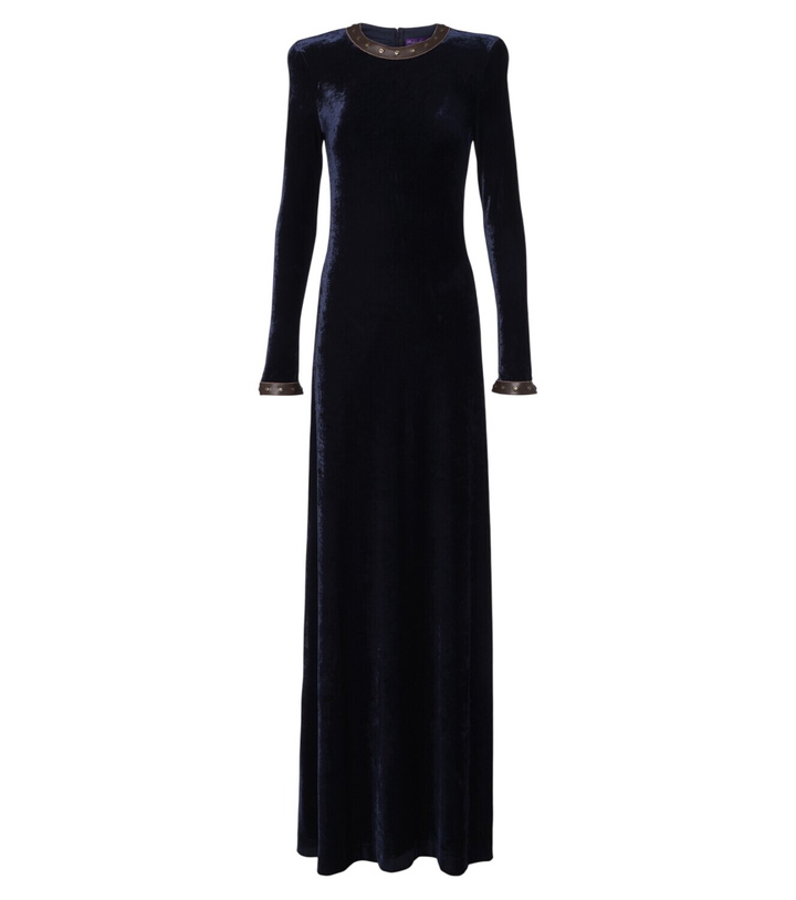Photo: Ralph Lauren Collection Nancie leather-trimmed velour gown