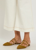 Valentino Garavani Rockstud Suede Mules Camel