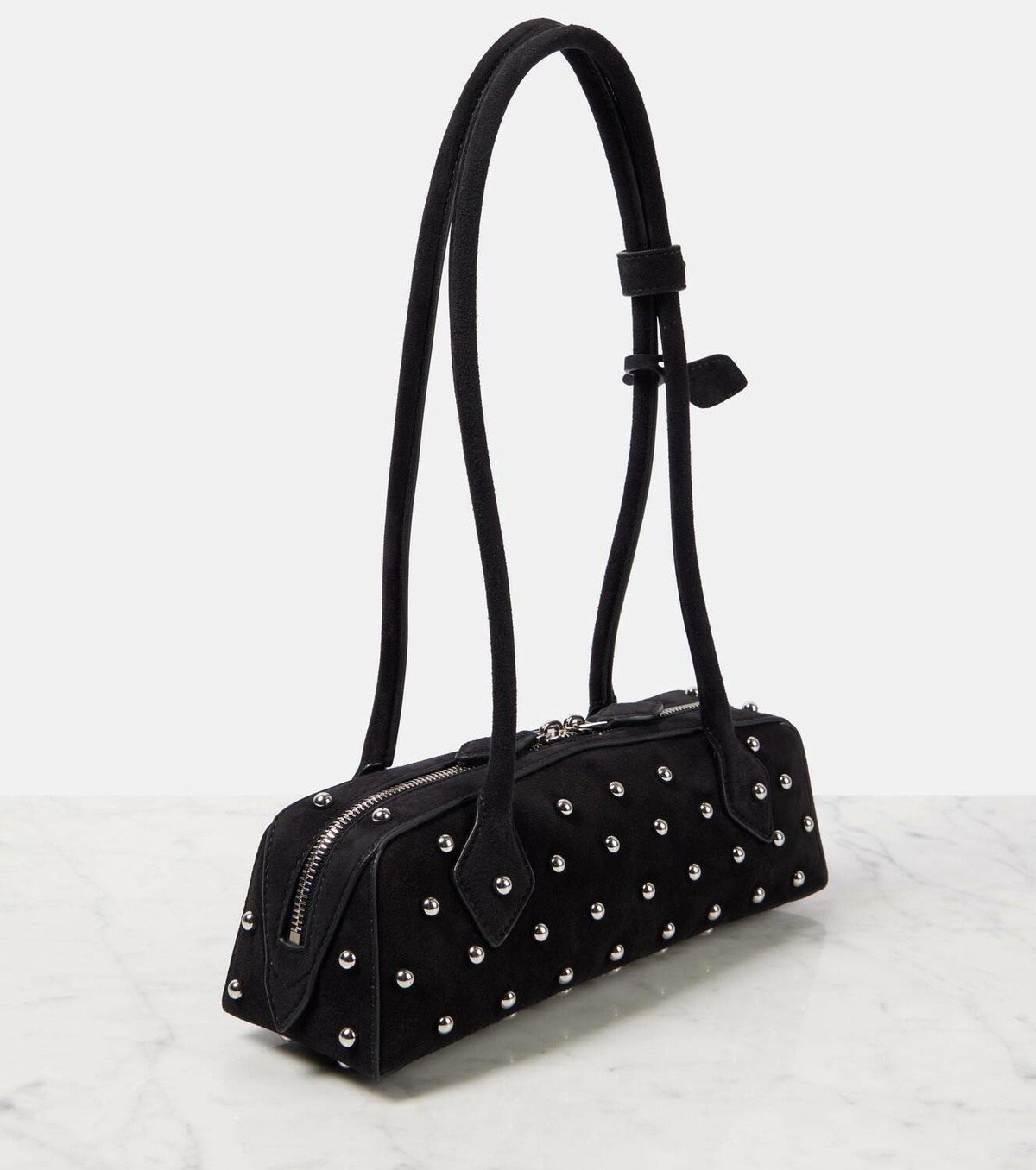 ショルダーバッグ・ポシェット TECKEL SMALL SUEDE BAG ALAÏA Le Teckel small leather-trimmed studded suede shoulder