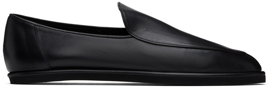AURALEE Black Leather Slip-on Loafers Auralee