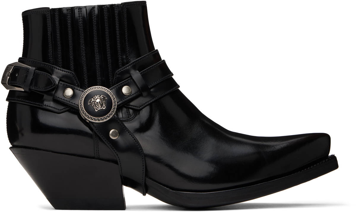 Versace Black Texano Ankle Chelsea Boots Versace Versace Black Texano Ankle Chelsea Boots Versace
