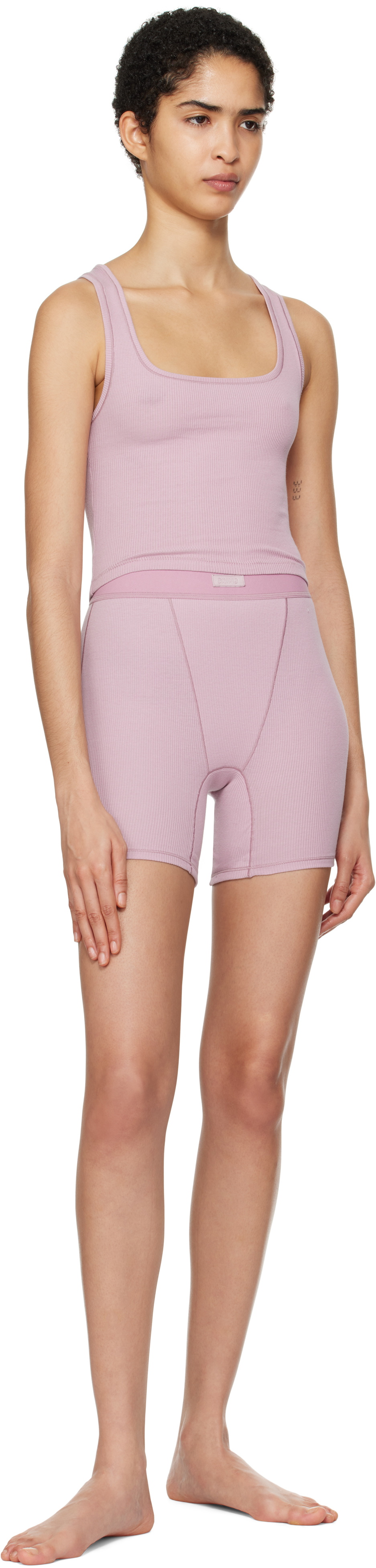 SKIMS Purple Cotton Rib Boxer Shorts