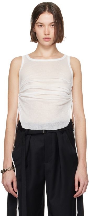 Photo: Ann Demeulemeester White Mara Wrinkled Cropped Tank Top