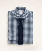 Brooks Brothers Men's Regent Regular-Fit Dress Shirt, Poplin English Collar Gingham | Grey/Navy