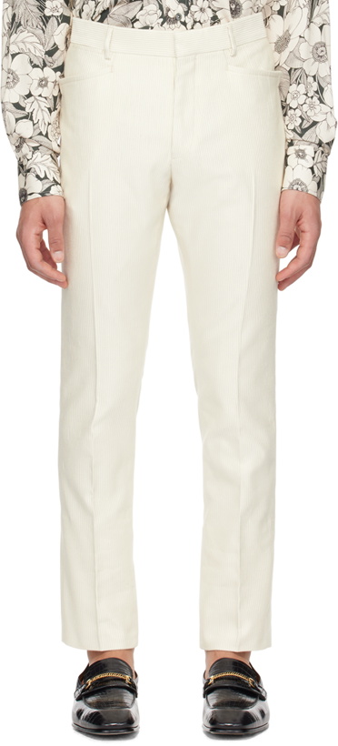 Photo: TOM FORD Off-White Creased Trousers