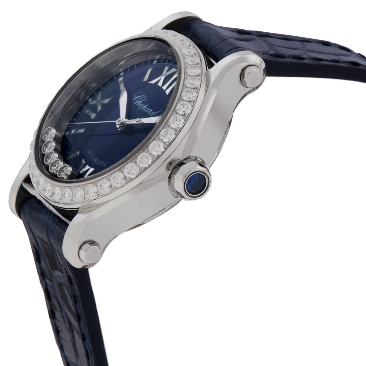 Chopard Happy Sport Automatic Diamond Blue Dial Ladies Watch 278573-3008
