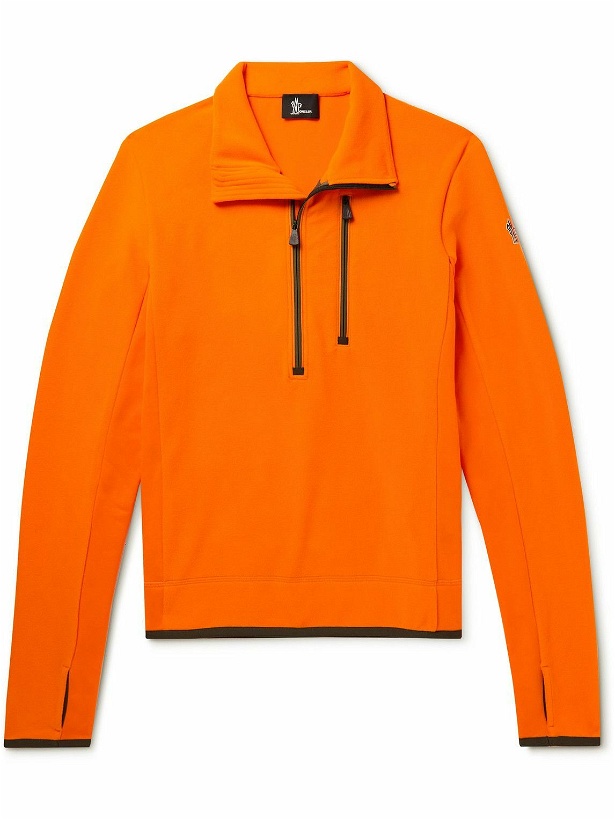 Photo: Moncler Grenoble - Striped Fleece Half-Zip Sweatshirt - Orange