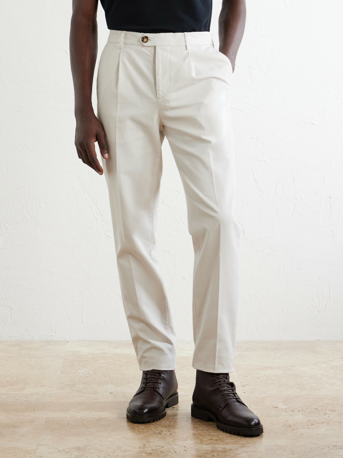 Brunello Cucinelli - Straight-Leg Pleated Cotton-Twill Trousers - Neutrals