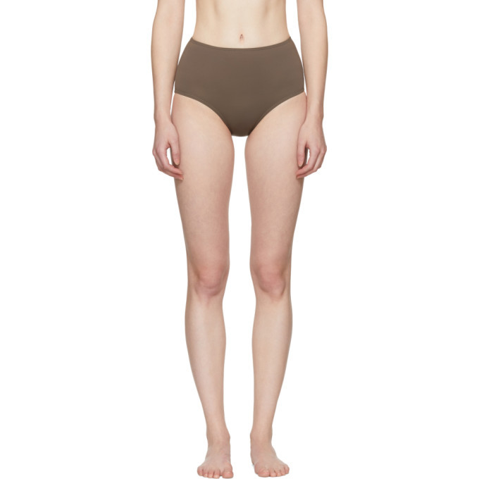 Her Line Brown Classic High-Waist Bikini Briefs