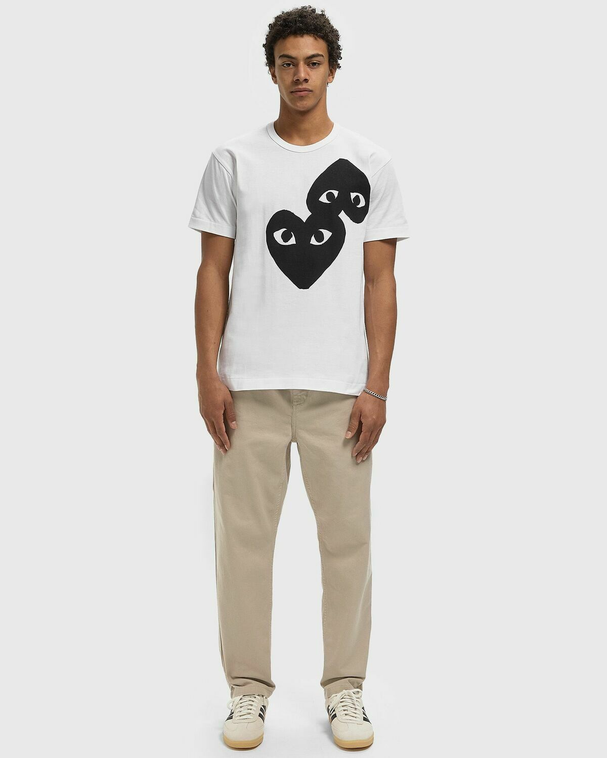 Comme des Garçons Play TEE LOGO PRINT KNIT White Mens Shortsleefe