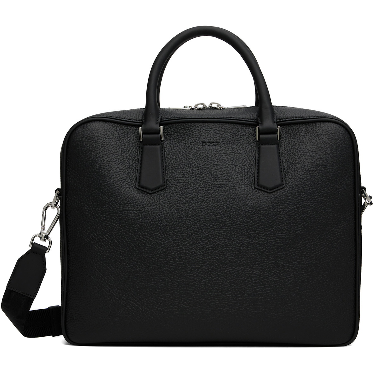 BOSS Black Grained Leather Briefcase