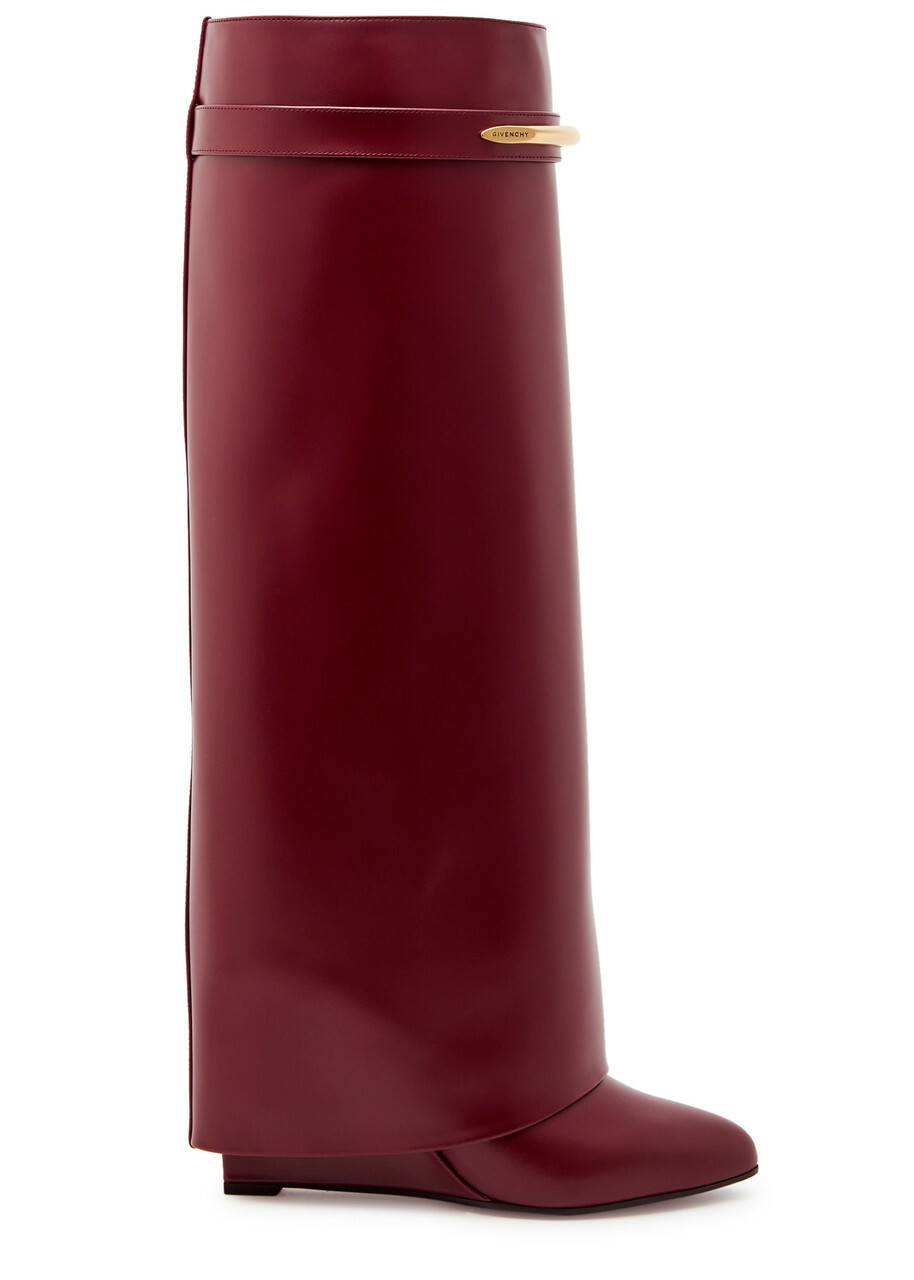 Givenchy Shark 95 Leather Knee-high Boots Burgundy