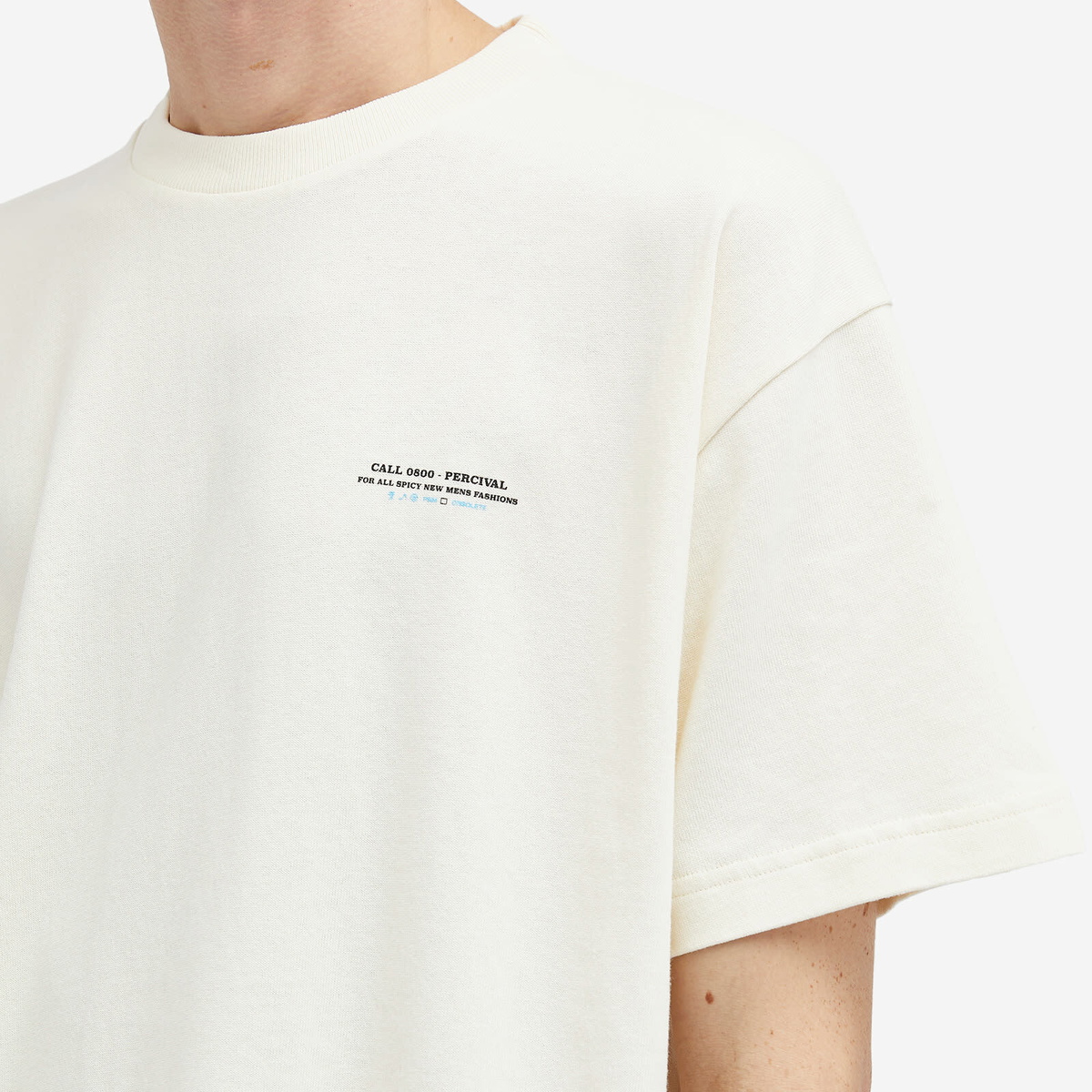 Percival Men's Call 0800 Long Sleeve T-Shirt in Ecru