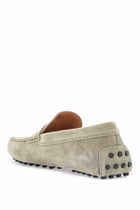 TOD'S beige suede driving moccasin for men with rubber sole Beige