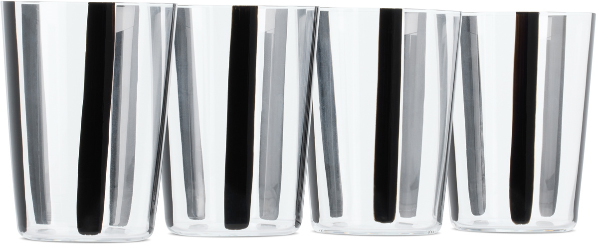 The Conran Shop Black Nova Stripe Tumbler Set, 4 pcs