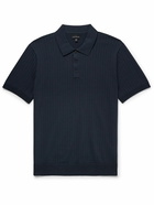 Club Monaco - Pointelle-Knit Cotton-Blend Polo Shirt - Blue