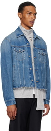 MM6 Maison Margiela Blue Frayed Denim Jacket