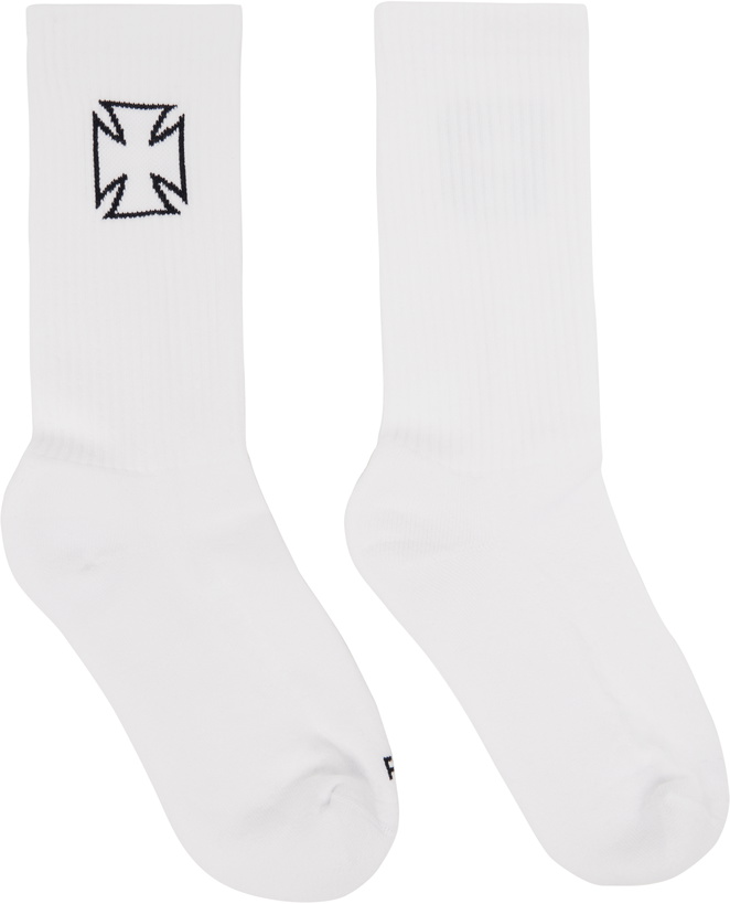 Photo: VETEMENTS White Biker Cross Socks