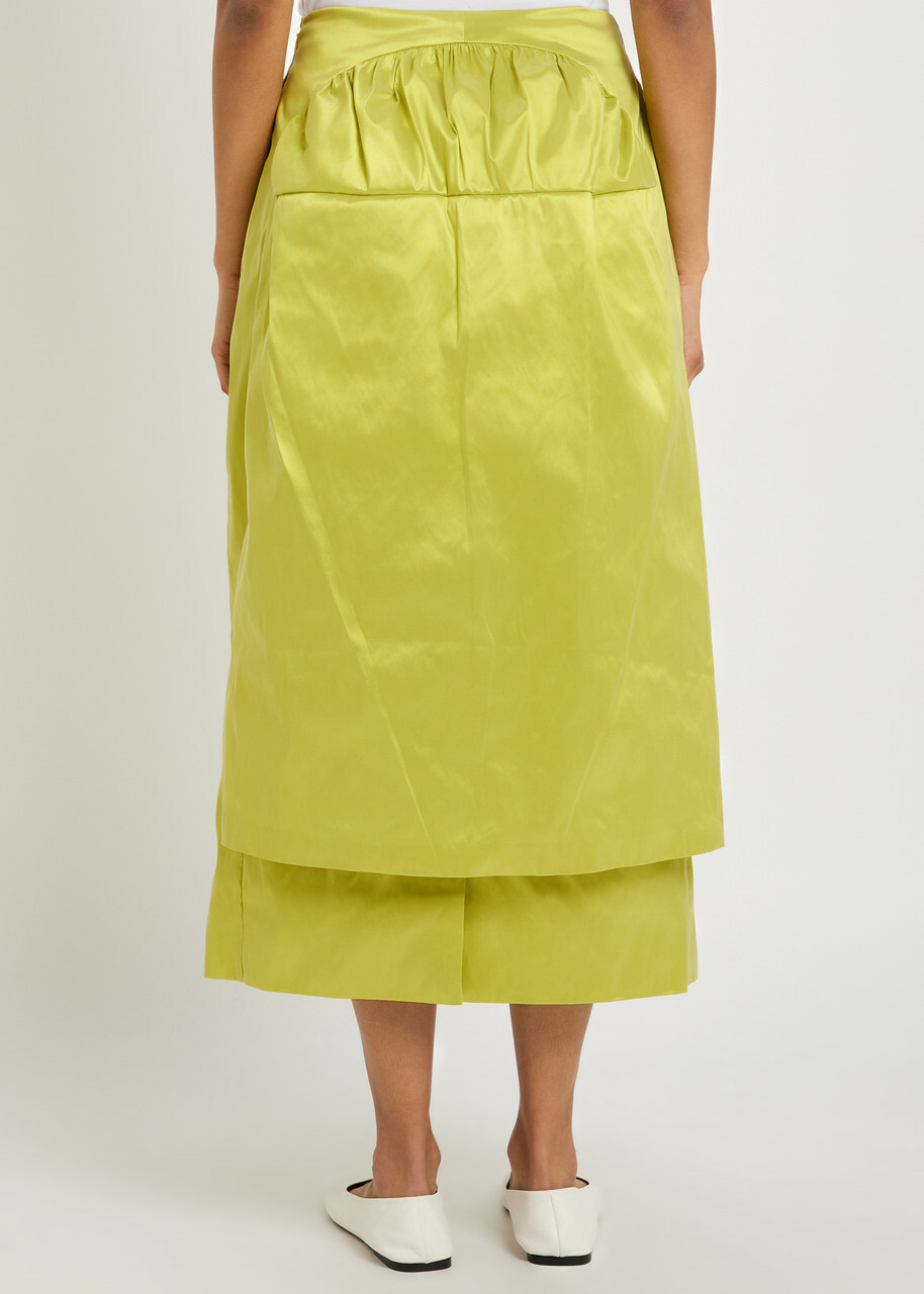 Simone Rocha Sculpted Bustle Taffeta Midi Skirt Green