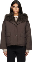Yves Salomon Brown Short Down Jacket