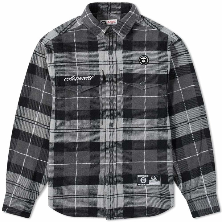 Photo: Men's AAPE Checked Flannel Shirt in Grey