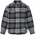 Men's AAPE Checked Flannel Shirt in Grey
