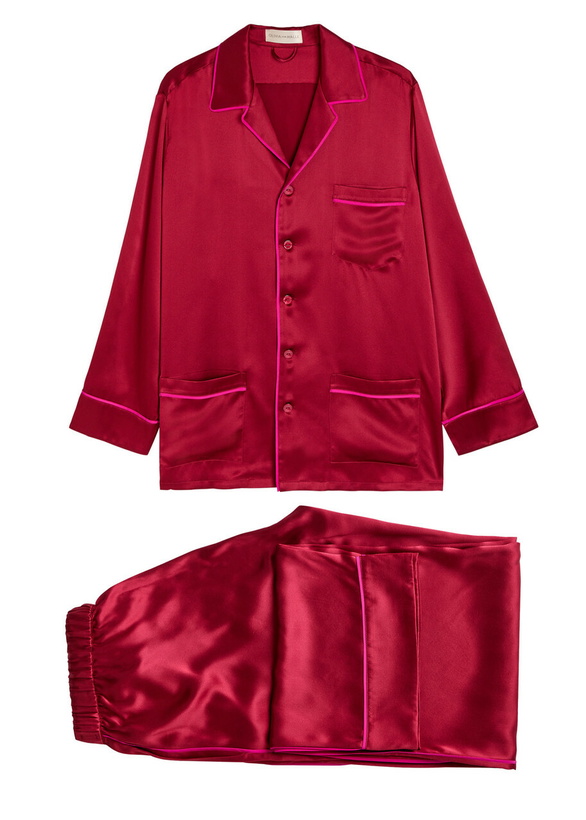 Photo: Olivia Von Halle Yves Silk Pyjama set Red