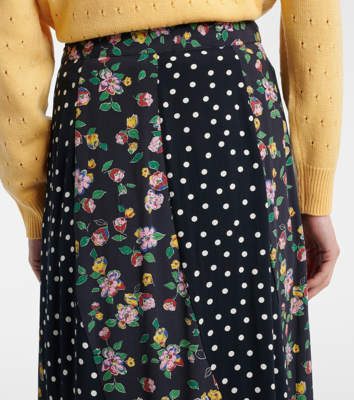 Rixo Gracella paneled midi skirt