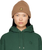 Maison Kitsuné Tan Fox Head Patch Beanie