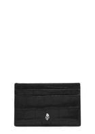 Alexander Mcqueen Skull Crocodile-effect Leather Card Holder - Black - One Size