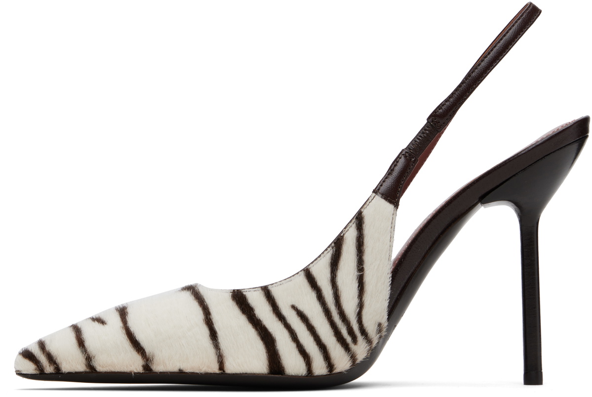 Paris Texas Off-White & Brown Lidia Slingback Heels
