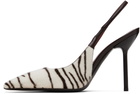 Paris Texas Off-White & Brown Lidia Slingback Heels