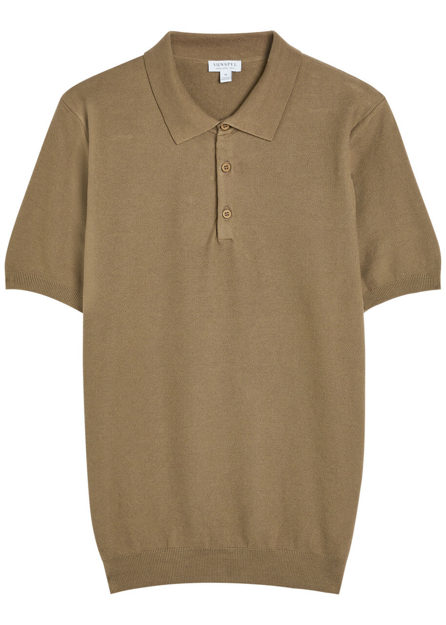 Sunspel Piqué Cotton Polo Shirt Brown