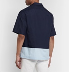Barena - Camp-Collar Colour-Block Cotton-Poplin Shirt - Blue