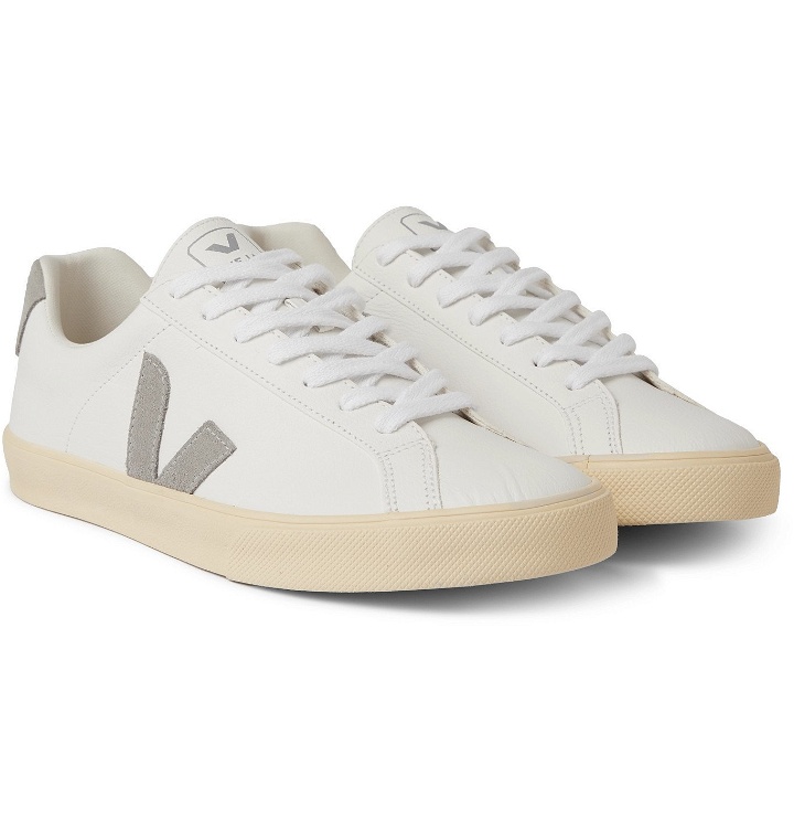 Photo: Veja - Esplar Suede-Trimmed Leather Sneakers - White