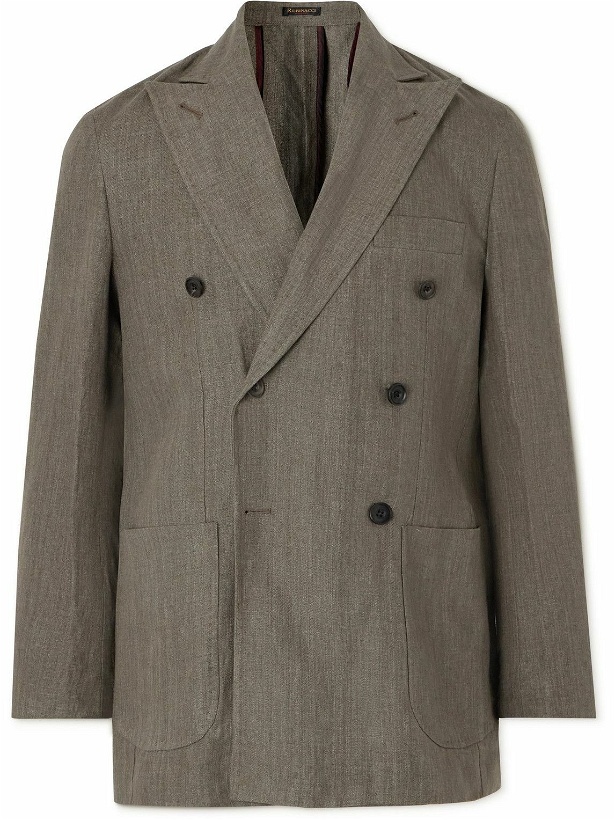 Photo: Rubinacci - Double-Breasted Linen Suit Jacket - Green