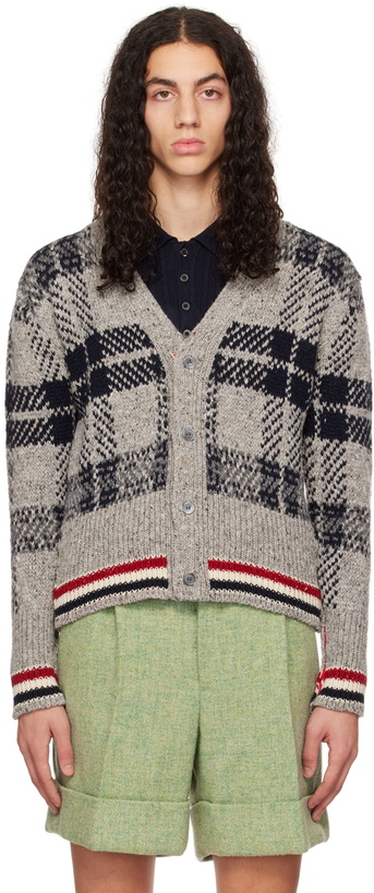 Photo: Thom Browne Gray Tartan Cardigan