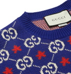 Gucci - Logo-Intarsia Cotton Sweater - Blue