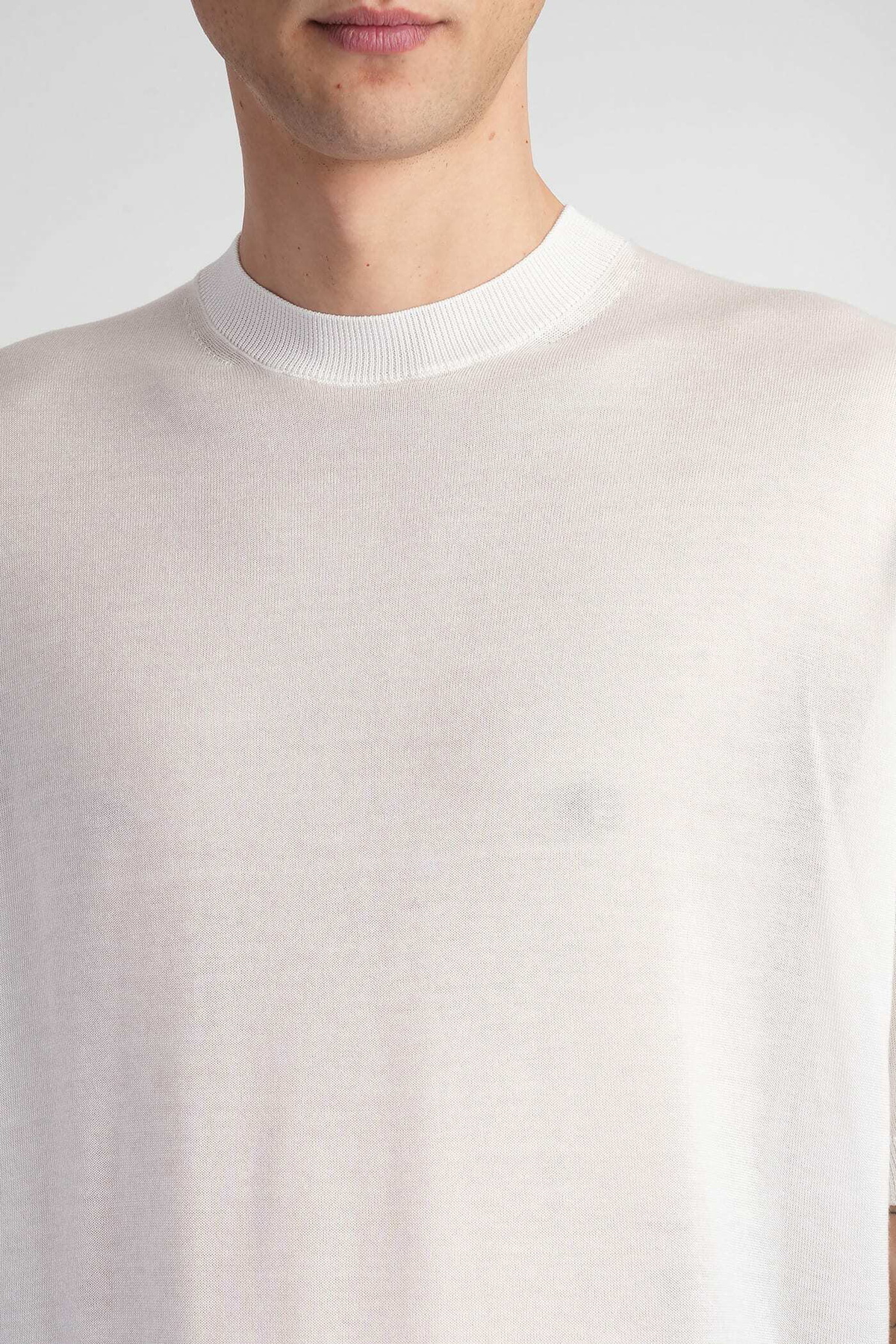 Laneus T-shirt In Beige Wool And Polyester