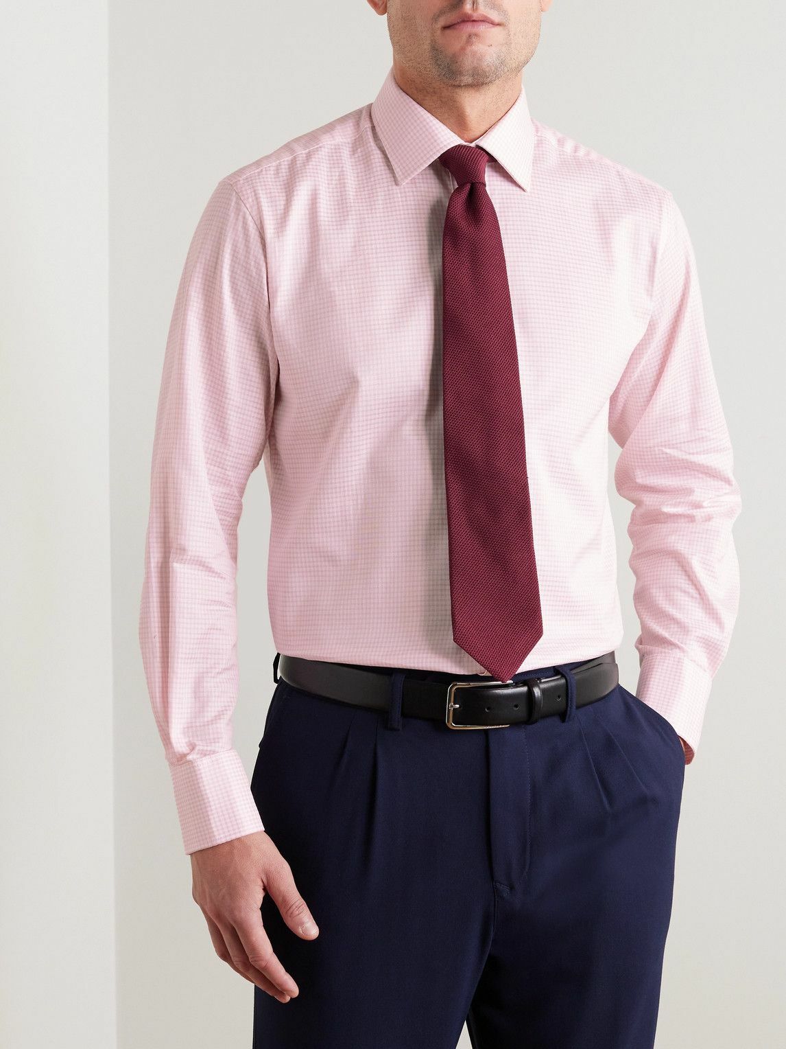 Emma Willis - Slim-Fit Checked Cotton Oxford Shirt - Pink