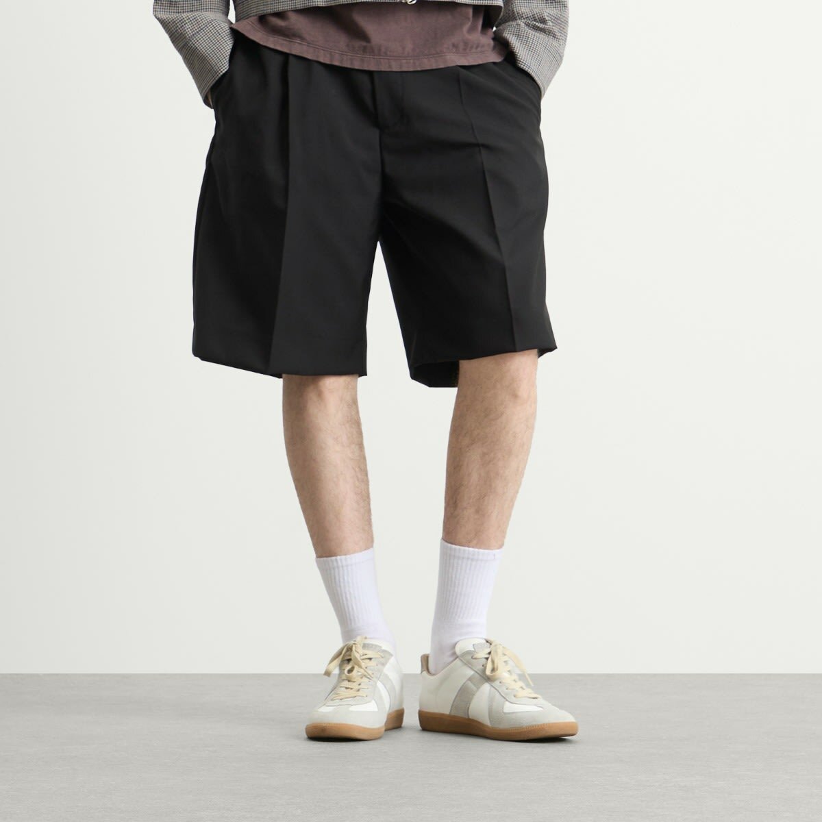 mfpen Men's Tropical Wool Classic Shorts in Black