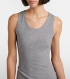 Loewe Belted ribbed-knit draped cotton-blend midi dress
