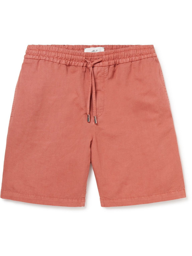 Photo: Mr P. - Cotton and Linen-Blend Twill Drawstring Shorts - Pink