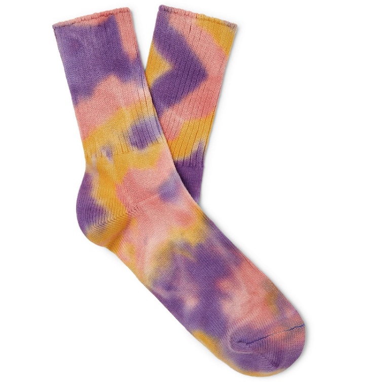 Photo: Anonymous Ism - Tie-Dyed Cotton-Blend Socks - Purple