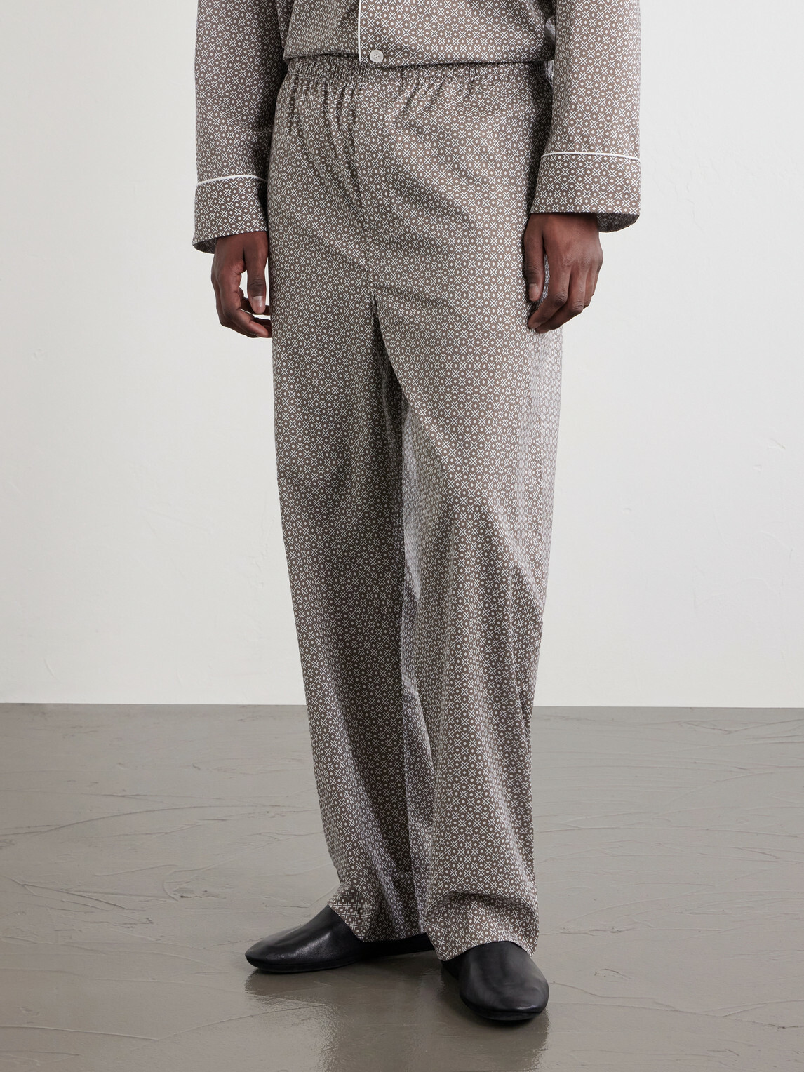 Derek Rose - Ledbury 96 Printed Cotton-Poplin Pyjama Set - Brown
