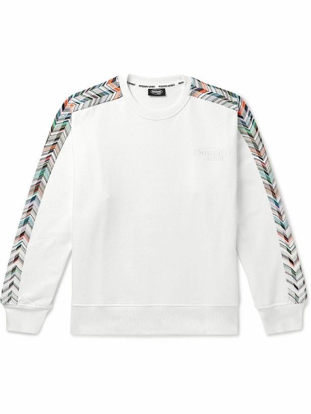 Photo: Missoni - Logo-Embroidered Striped Cotton-Jersey Sweatshirt - White