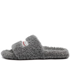 Balenciaga Men's Furry Logo Slide in Grey/White/Red