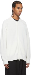 Y-3 White Knit Crew Zip Sweater